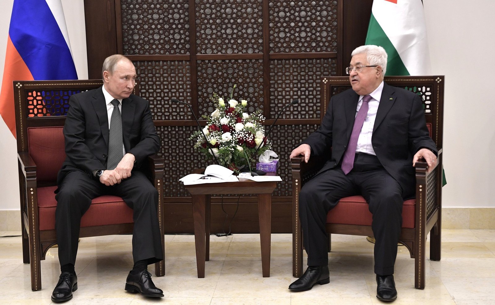 Mahmoud Abbas and Vladimir Putin