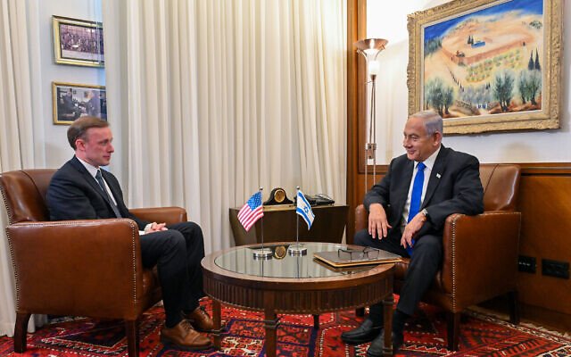 Netanyahu junto al Asesor de Seguridad de EEUU Jake Sullivan