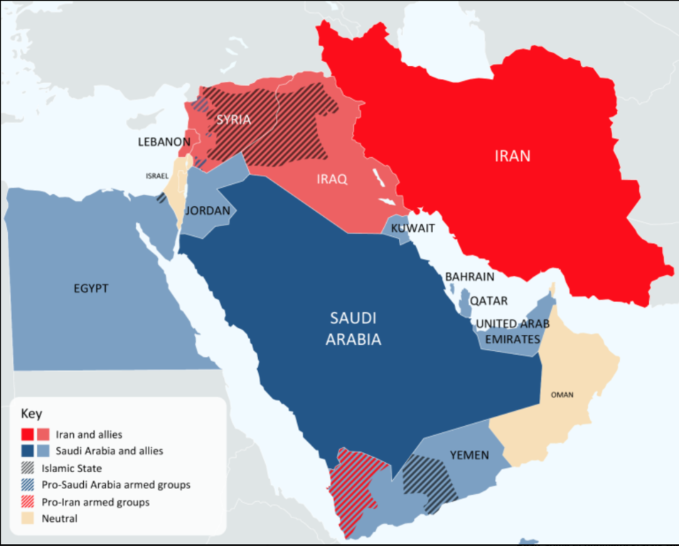 Mapa Irán - Arabia Saudita