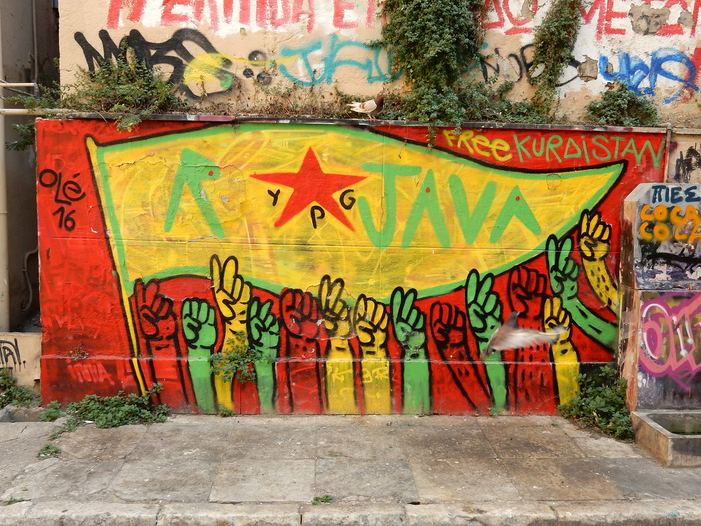 Free Kurdistan. Grafitti en Atenas, Grecia.