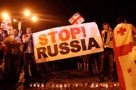 ¡Detente Rusia! Pancarta en las protestas en Tbilisi